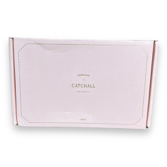 Odeme White Porcelain Catchall and Ring Dish with Geometric Slate Black Edges - Picture 9 of 16